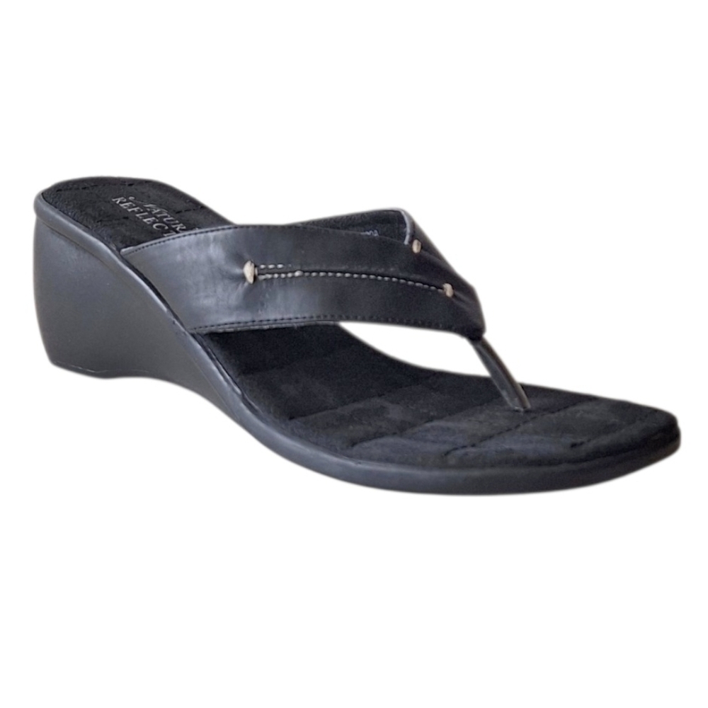 Natural Reflections Black Wedge Sandals Vegan 9 Boho Festival